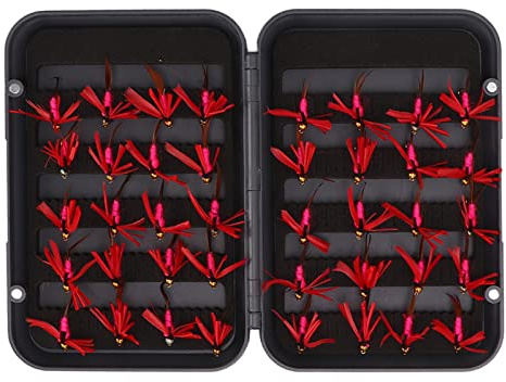 Kit di esche da pesca a mosca 40 pezzi Set di mosche da pesca leggere durevoli e intrecciate a mano con scatola di immagazzinaggio per gli appassionati di pesca in campeggio, in