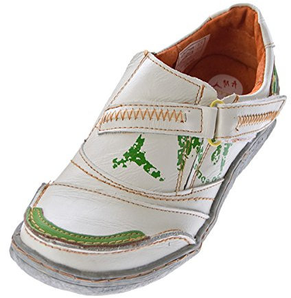 TMA Comfort Damen Leder Schuhe Turnschuhe Weiß Slipper Sneakers Halbschuhe Ziernähte Gr. 39
