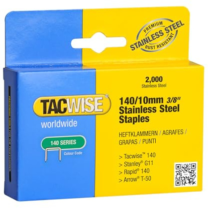 Tacwise 1217 Kraftig Fintrådsklammer 140 / 10mm, Rostfritt Stål, 2000 Pack