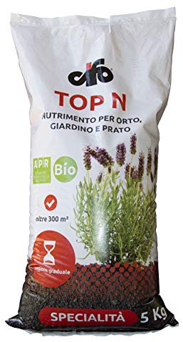 CIFO Top N - Concime Prato Orto e Giardino con Azoto e Sostanze Nutritive, Concime Granulare Lenta Cessione per Nutrizione Costante ed Equilibrata, Promuove la Crescita Piante, Bio, Made in Italy, 5kg