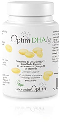 Omega 3 Vegan | Integratore di Olio di Alga | Puro & Alto Dosaggio 250mg DHA. 60 Capsule | Senza olio di pesce | Optim DHAlg | Registrato presso la Vegan Society