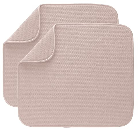 Alfombrillas de Microfibra para secar Platos, súper absorbentes, 40 x 46 cm, 2 Unidades, Color Crema