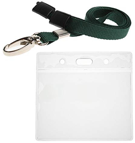 ALG ID Cards® Dark Green ID Card Badge Wallet - Green Lanyard Card Wallet - Dark Green Wallet Lanyard Neck Strap with Metal Clip & Safety Breakaway Release for Pass Holder