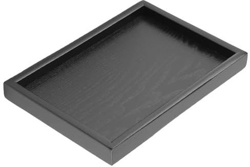 Vassoio da Portata in Legno, Vassoio in Legno Massiccio di Forma Rettangolare Per Alimenti, Vassoios da Tè, Vassoio da Ristorante per Colazione A Letto, Pranzo, Cena, Patio, Ristorante (22x15cm)