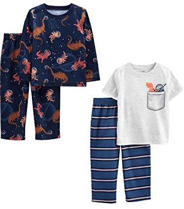 Simple Joys by Carter's Jungen Schlafanzug, 4-teilig, Blau/Grau/Dinosaurier, 12 Monate, Blau/Grau/Dinosaurier, 12 Monate