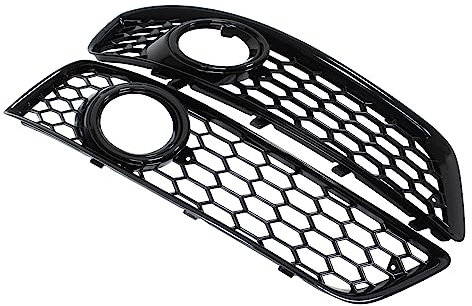Nebelscheinwerfer Gitter Grill Stoßstange Kühlergrill Stoßfänger Grillgitter Blende Lampen Abdeckung Frontstoßstange Lüftungsgitter Rahmen Bienenwabe schwarz vorne links rechts für A3 8P 2009-2013