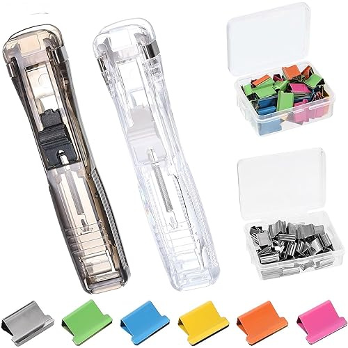 Taiyyi 100 pezzi, clip in metallo in acciaio inox, 2 dispenser per graffette, adatto per cucine, uffici, scuole e altri luoghi.