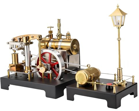BuildCubes SE-01 Steam Engine Engine Kit, Stationary Beam Full Metal Steam Engine Model Kit with Boiler, Steam Generator and Lamp, Scientific Educational Kit Gift