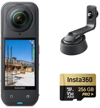 Insta360 X5 Baustellen-Bundle - 360°-Baustellen-Kamera, 8K 30 fps 360°-HDR-Videos, 72 MP Fotos, 11K Zeitraffer, unterstützt OpenSpace, Cupix, FARO Sphere XG, Reconstruct, Dalux, Evercam, Oculo
