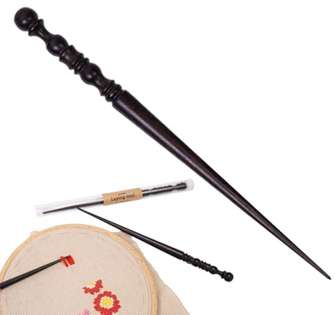 Bomefoi Strumento di posa per ago – Strumento a stiletto per quilting cucito, aiuto per tessuti artigianali, guida per filo di legno Padauk per ricamo, casa, amici, moglie, principianti