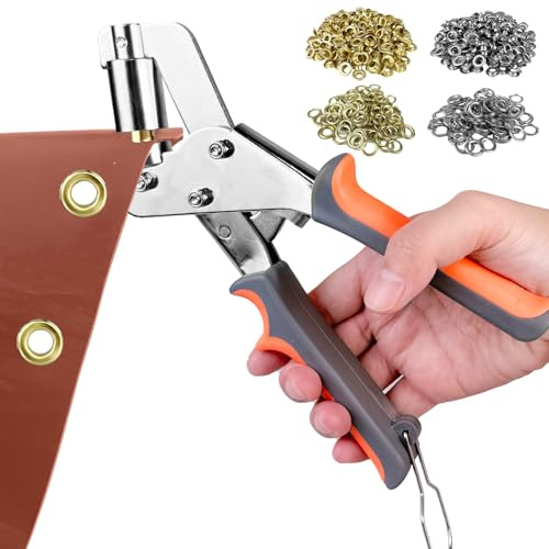 WAIZHIUA Juego de alicates profesionales con 500 ojales (10 mm de diámetro), de acero endurecido, con tecnología de palanca, perforador de ojales para cuero, cinturones, telas