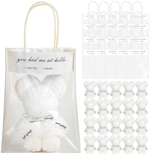 Nuiorfty Juego de 20 Regalos para Baby Shower Toallas Suaves y Lindas con Forma de Oso de 12.0 x 12.0 in con Bolsa Exquisita par