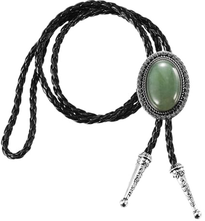 PATIKIL Bolo Tie Pour Hommes, Cravate Western Cowboy En Cuir Collier Bolo Tie Agate Cravate En Cordage Cuir Bovin Pour Femmes Hommes Costume Accessoires Traditionnels Vintage, Vert Clair