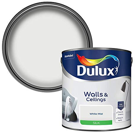 Dulux Silk Emulsion Paint For Walls And Ceilings - White Mist 2.5 Litres