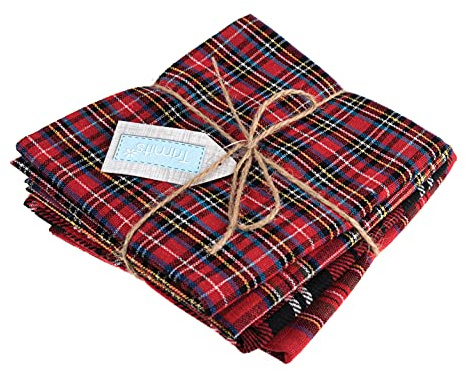 Trimits Tartan Craft Fabric Fat Quarter Bundle, Polyester, 54 x 45cm, Red