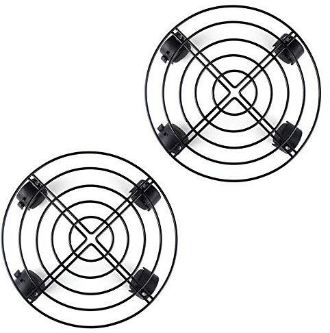 Tuneway Metal Plant Flower Pot Stand Trolley Caddy with Wheels,Plant Pot Mover for Indoor Outdoor Garden Tools (2-Pack)