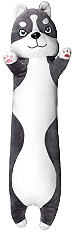Moonlove 80cm Husky Plush Stuffed Throw Pillow, Lovely Long Cylindrical Back Support Cushion, Soft Hugging Sleep Companion, Bed Sofa Couch Bolster Christmas Birthday Gift