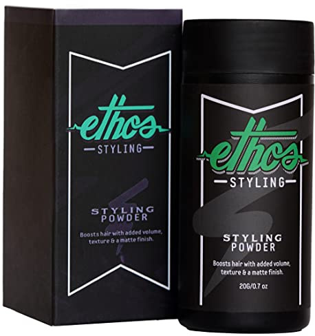 Ethos Styling Texture Powder - Texturizing & Mattifying Hair Powder for Men - Grooming, Volumizing & Hair Styling Products for Extra Volume, Control & Strong All-Day Grip - Matte, Wavy Finish - 20g