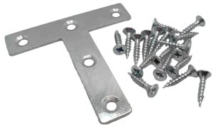 Piastre a T in metallo per rammendare, 7,6 cm, staffe angolari piatte per riparazioni, angolo di fissaggio 7,6 cm, zincate, resistenti, 76 x 76 x 16 x 2,0 mm, confezione da 4 con viti da 4 x 16 mm