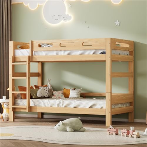 Cama Infantil 90x200cm Litera Convertible En 2 Camas Individuales Cama Alta Con Escalera Y Protección Contra Caídas Cama Juvenil Para Niños Adolescentes Cama De Invitados Estructura De Pino Natural