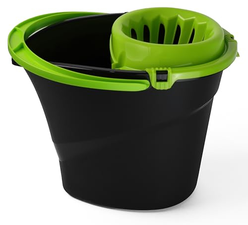 DIVCHI Plastic Mop Bucket 14 Litre – Large & Small Area Cleaning Floor Mop Bucket – Carry Handle, Lightweight & Portable, Durable Plastic (Green)