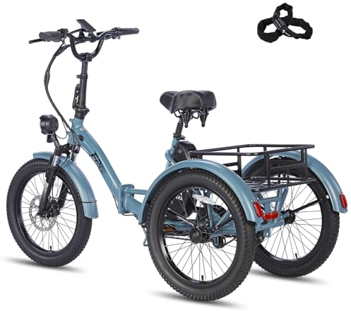 Fafrees [ Offiziell F20 Mate Fahrraddreirad Hydraulische Scheibenbremsen 18,2Ah/873.6Wh Akku, E Bike Herren 25KM/H, Elektrofahrrad mit 3 Rädern, Ebike Damen 20 Zoll, E Mountainbike 180kg (Blau)