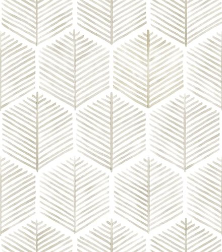 MelunMer Geometric Peel and Stick Wallpaper Boho Beige White 17.3''×118''