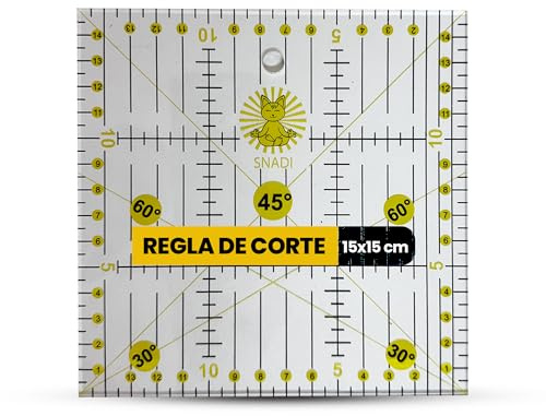 Snadi - Règle de Patchwork 15 x 15 cm | Coupe Précise pour Couture et Loisirs Créatifs | Règles de Patronage | Acrylique Durable | Visibilité sur Tissus Foncés | Quilting | Transparent