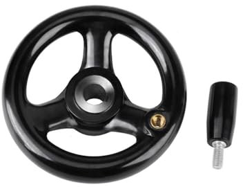 Volant à 3 rayons, 125 x 12 mm, manivelle amovible en bois de gomme, accessoire pour tour et fraiseuse (noir)