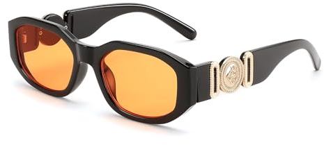 FEISEDY Vintage Trendy Sonnenbrille Rechteckig Damen Retro 90er Kleine Schmale Square Brille mit UV400 Schutz B2322