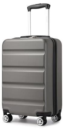 KONO Koffer Trolley Handgepäck Kabinenkoffer Leichte Hartschalengepäck mit TSA-Schloss und doppelte Spinnrollen für Reisen und Business 55x35x22cm, Grau