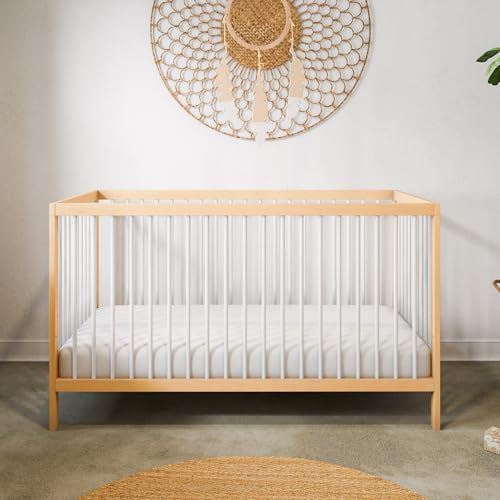 Kids Collective Lit bébé évolutif 60x120 & 70x140 cm - Sommier 9 hauteurs, barreaux Amovibles, hêtre Massif | Naissance à 3 Ans - Fabrication EU | Naturel/Blanc