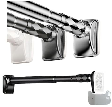 33mm Asta Per Tenda A Tensione Allungabile Senza Foratura,Asta Tenda Doccia Telescopica,estensibile,Bastone Tenda A Pressione In Acciaio Inox,Antiscivolo,Facile Da Montare,Bagno(Silver,110-190cm)