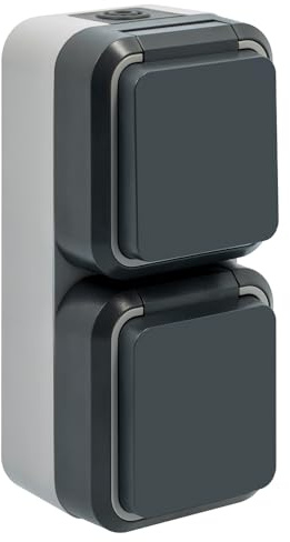 SIEMENS - Double prise de courant 2P+T verticale étanche IP55 – Pose en saillie, idéale pour extérieur, résistante à l'eau et à la poussière