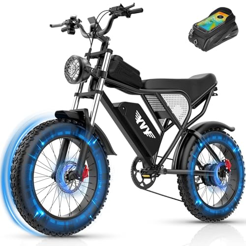 YVY C20 Vélo Électrique, Autonomie 150km, Batterie Amovible 48V 20Ah, Moteur 90Nm, Fat Bike Électrique, VTT Électrique 7 Vitesses, E-Bike Double Suspension, Double Disque, Écran LCD