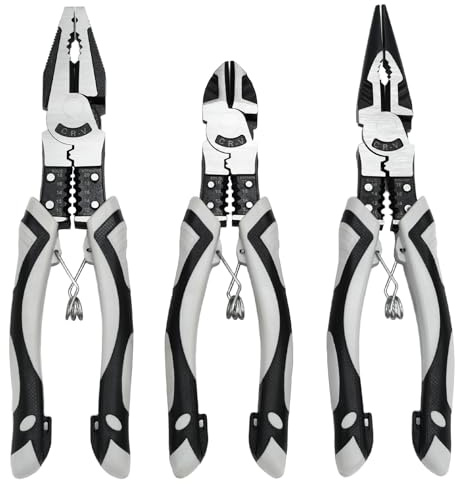 Set di 3 pinze spelafili, pinze crimpatrici, pinze a becco lungo, taglierina laterale per riparazioni facili