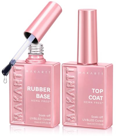 Makartt 6-en-1 Rubber Base Clear 15ml(2 Pack) – Base Et Top Coat Vernis Semi Permanent