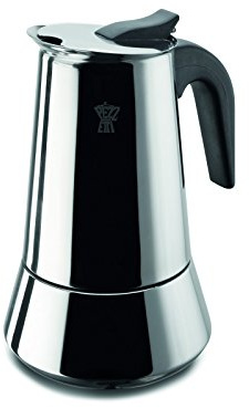 PEZZETTI, Steelexpress Caffettiera 2 Tazze in Acciao Inox, Manico Ergonomico Resistente al Calore, Adatta a Tutti i Piani Cottura, Adatta ai Piani Induzione