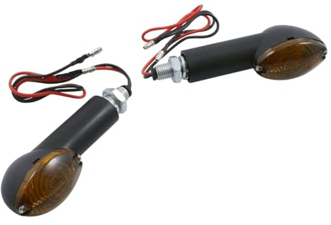 Blinker Mini Motorrad, Cateye, langer Stiel, schwarz, Glas getönt, Paar, Quad
