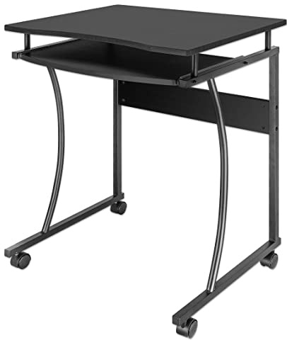 Manhattan Kompakter Schreibtisch mit ausziehbarer Tastaturablage, MDF-Holzfaser, Schwarz, (B x L x H) 600 x 480 x 15 mm