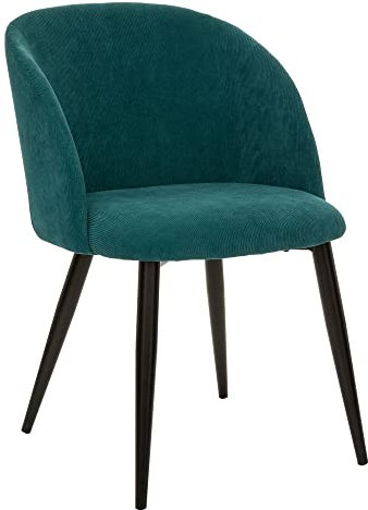Atmosphera Créateur d'Intérieur - Chaise Céleste - Vert Jade - Velours côtelé - Pieds métal Noir