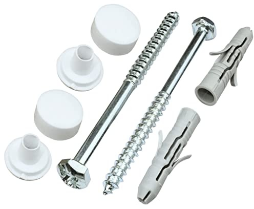AERZETIX - C57833 - Fästsats för WC/bidé skruv M6x80mm golvmontering - Ø10x50mm plugg i nylon - sexkantiga huvudhållare - för sanitära betong ihålig tegel
