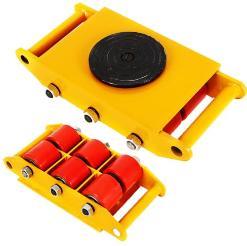 Carrello da trasporto 8T – 17600 lbs ruote industriali con 4 ruote direzionali in poliuretano per carichi pesanti, scooter industriali, rotazione a 360° per mobili da pallet (giallo)