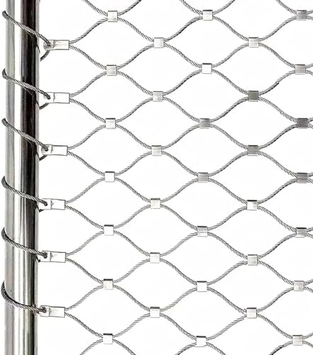 Yoeoefuo Zaun Schutznetz Hundezaun 1x10m 2x10m 3x10m 304 Edelstahl Drahtseilnetz Kabel Geländerschutz Maschendrahtzaun Pflanzenkletternetz Drahtgitter Zaunpfosten Hühnerzaun (Color : 2mm Wire Size,