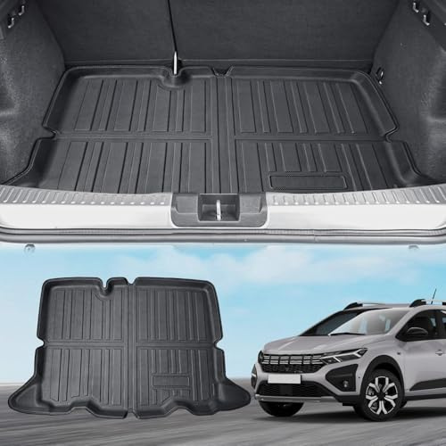 ECOZEN Alfombrilla Maletero 3D para Dacia Sandero 3/Stepway 3 2021-2026 TPE Alfombrilla (Inferior) de Goma para Maletero Impermeable antideslizante Borde Alto Todo Clima Alfombrilla Maletero Sandero 3