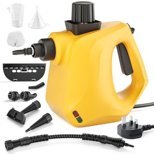 Yigowyigo Steam Cleaner, Handheld Steam Cleaner, 400ml Capacity Portable High Pressure Steam Cleaner With 10 Accessories For Stain Removal, Kitchen, Windows(Yellow)