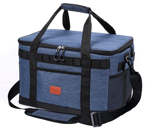 Aipwerer Nevera Portatil 35L, Cooler Pliega Bolsa Térmica para el Camping, Fiesta, Excursión, Playa Colegio Picnic Neveras Portátiles con abrir Botellas Con Chapa (Azul marino)