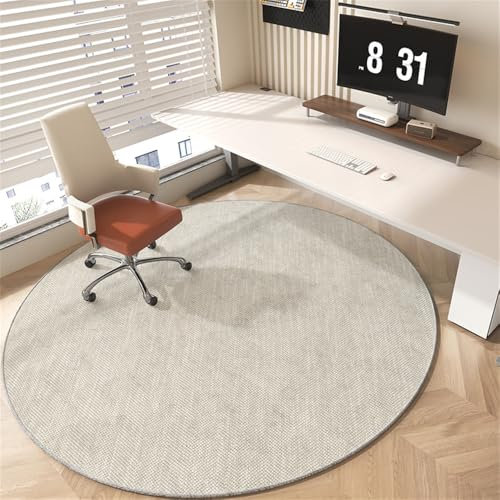 Odot Alfombra para Silla de Escritorio Redonda, Alfombra Protectora Suelo Silla Ruedas Antideslizante Gaming, Tapete de Protección de Oficina, para Parqué Suelos Duros (Beige,120cm)