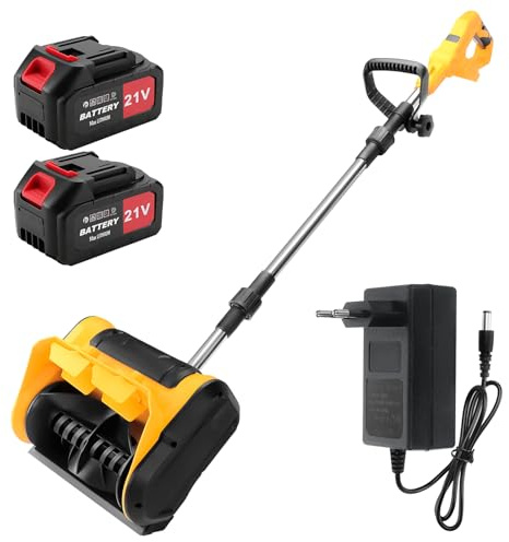 Akku Schneefräse 21V mit 2X 5C Akkus Ladegerät Arbeitsbreite 30 cm, Auswurfweite 6-8 m, Max. Schneehöhe 10 cm, 45°Verstellbarer Auswurfkanal Elektrische Schneeschieber