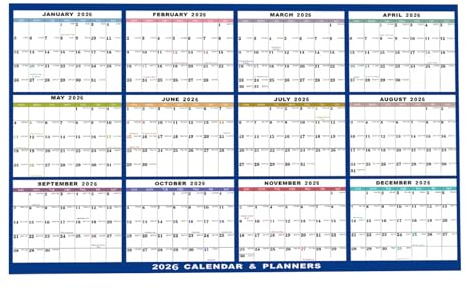 Väggkalender kan torkas av | 2026 väggkalender 12 månader – 61 x 91 cm Årlig mötesplanerare | för whiteboard kylskåp kontor skola inomhusaktiviteter elever familj vänner